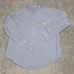 Campus Specialties Mens University of Michigan Gingham Button Down Shirt XL Blue